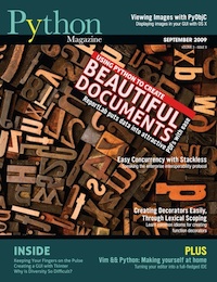 Cover of September 2009 Python Magazine
