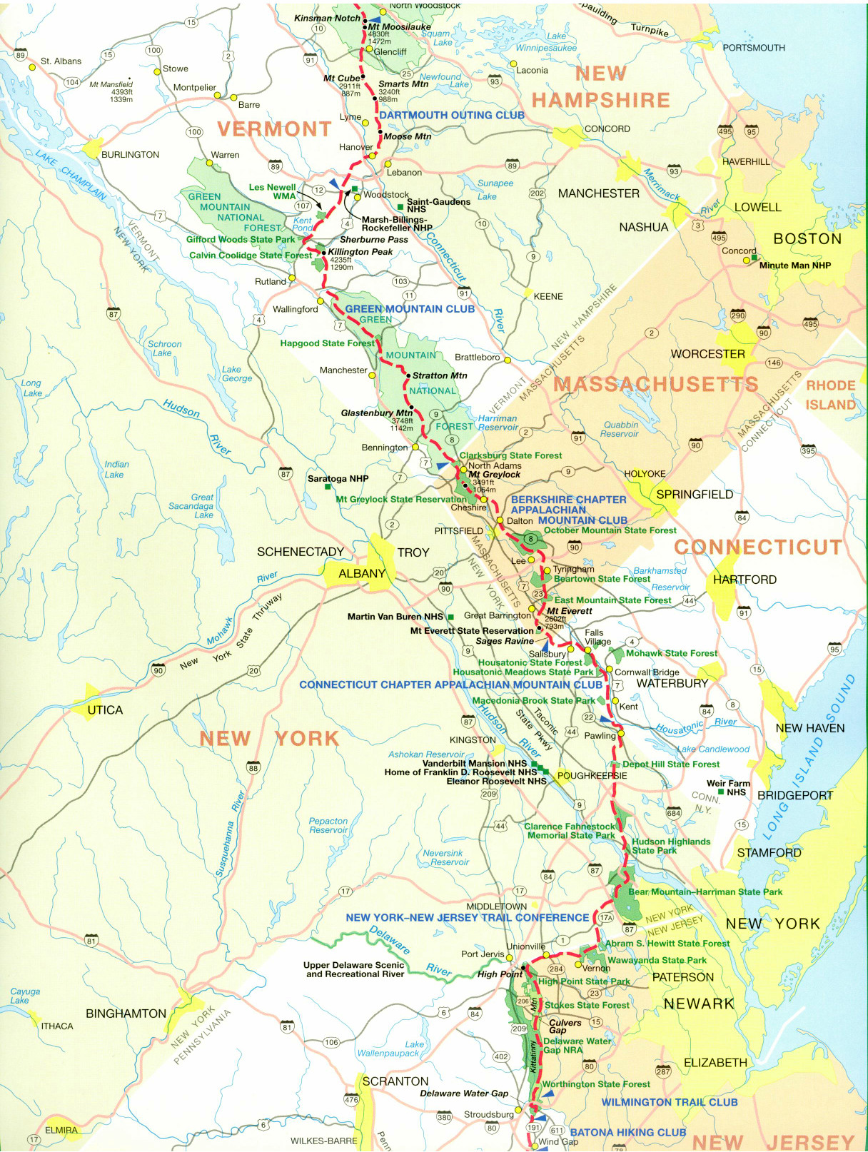 Map Appalachian Trail Through Massachusetts