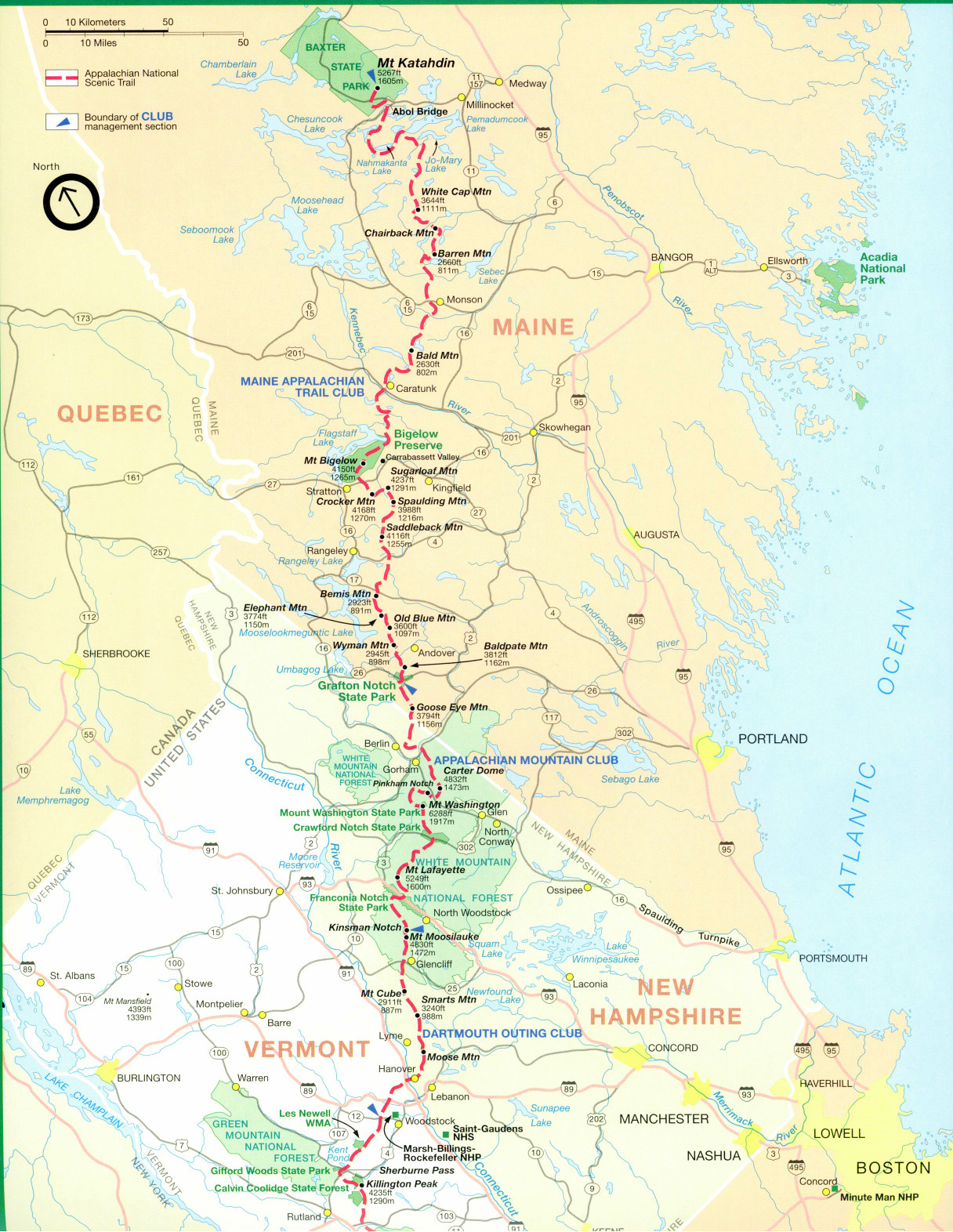 Appalachian Trail Mileage Chart