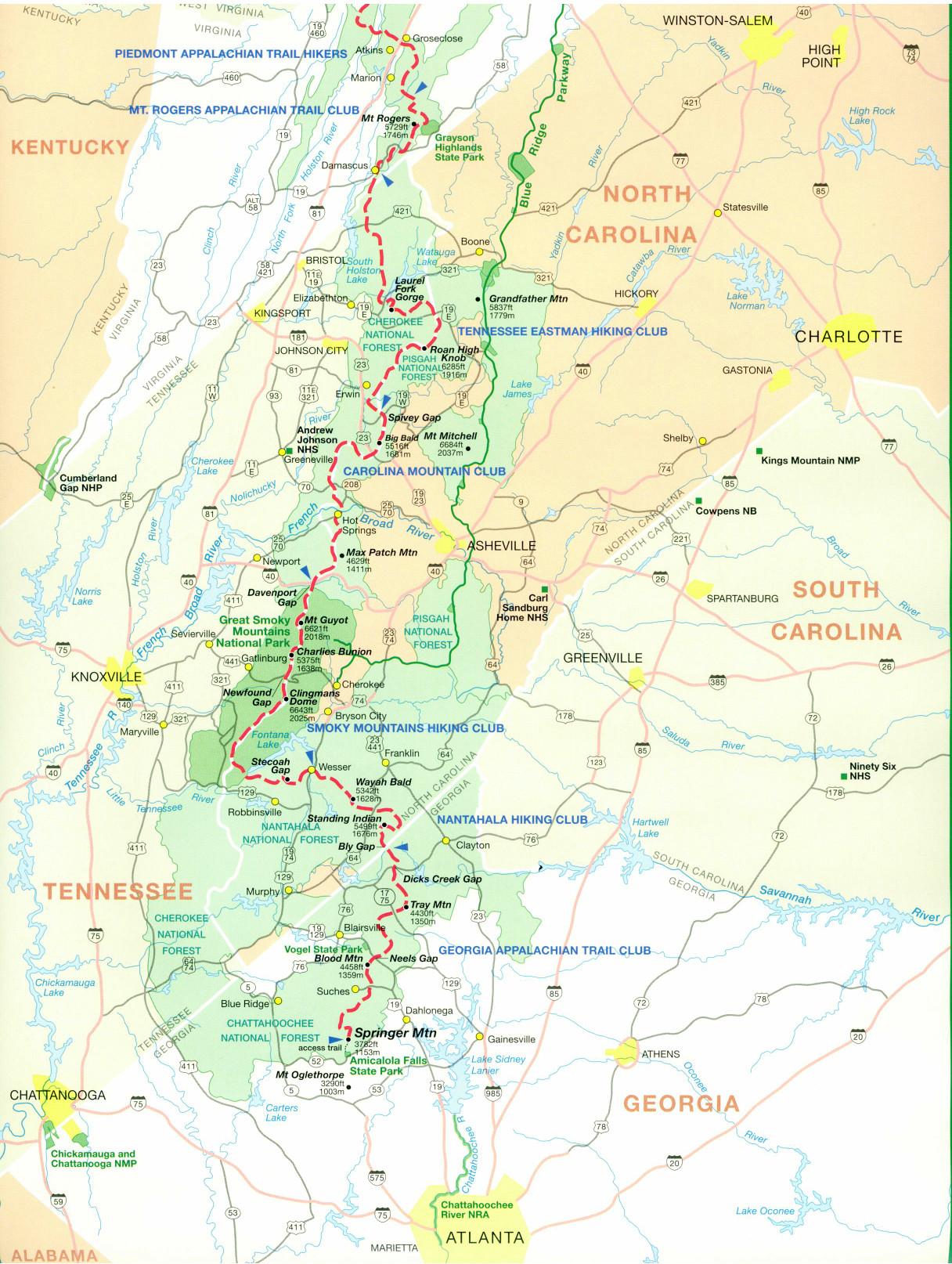 Free Appalachian Trail Map Official Appalachian Trail Maps